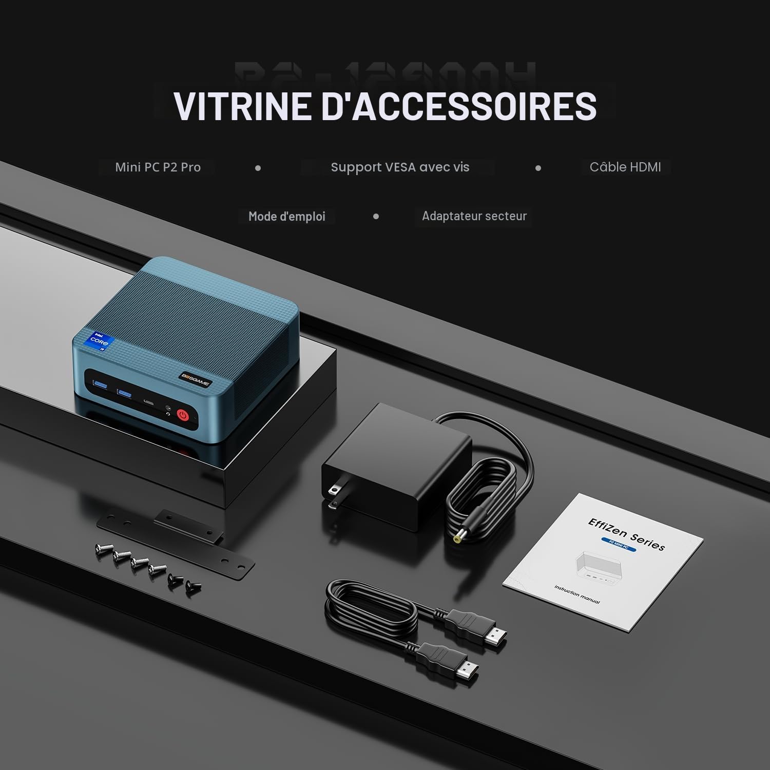 BOSGAME P2 Pro Mini PC Intel Core i9-12900H 5.0GHz Windows 11 Pro 32Go DDR5 1To SSD PCIe 4.0 Bureau