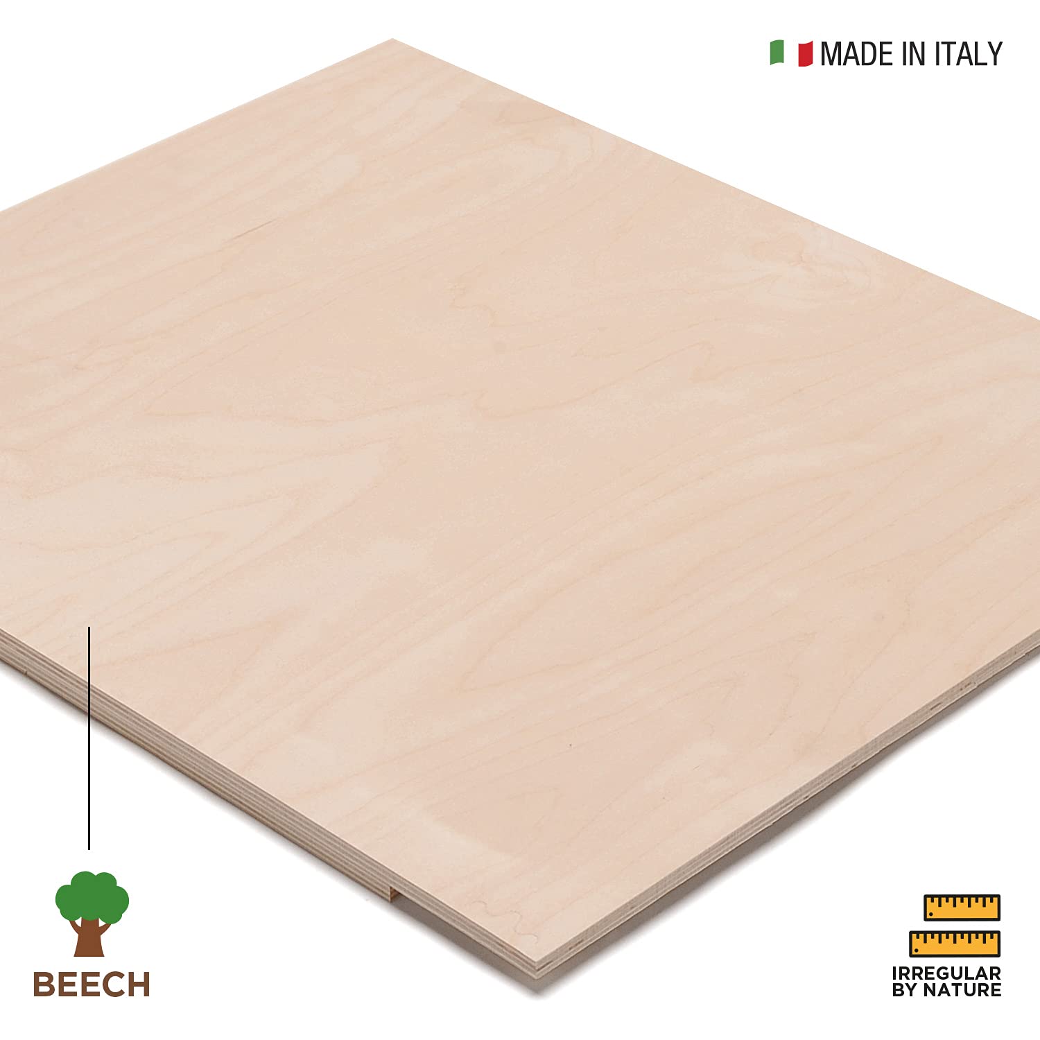Spianatoia grande con Fermo per il piano di lavoro, in Legno di Betulla Naturale per Impastare stendere la sfoglia Pane Pizza Dolci Pasta fatti in casa 60x50cm