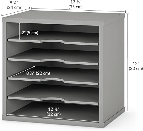 Miniatura 4 de Ballucci Organizador de archivos, clasificador de papel, estantes ajustables de 5 niveles, organizador de escritorio de oficina, 13 58 x 9 14 x 12