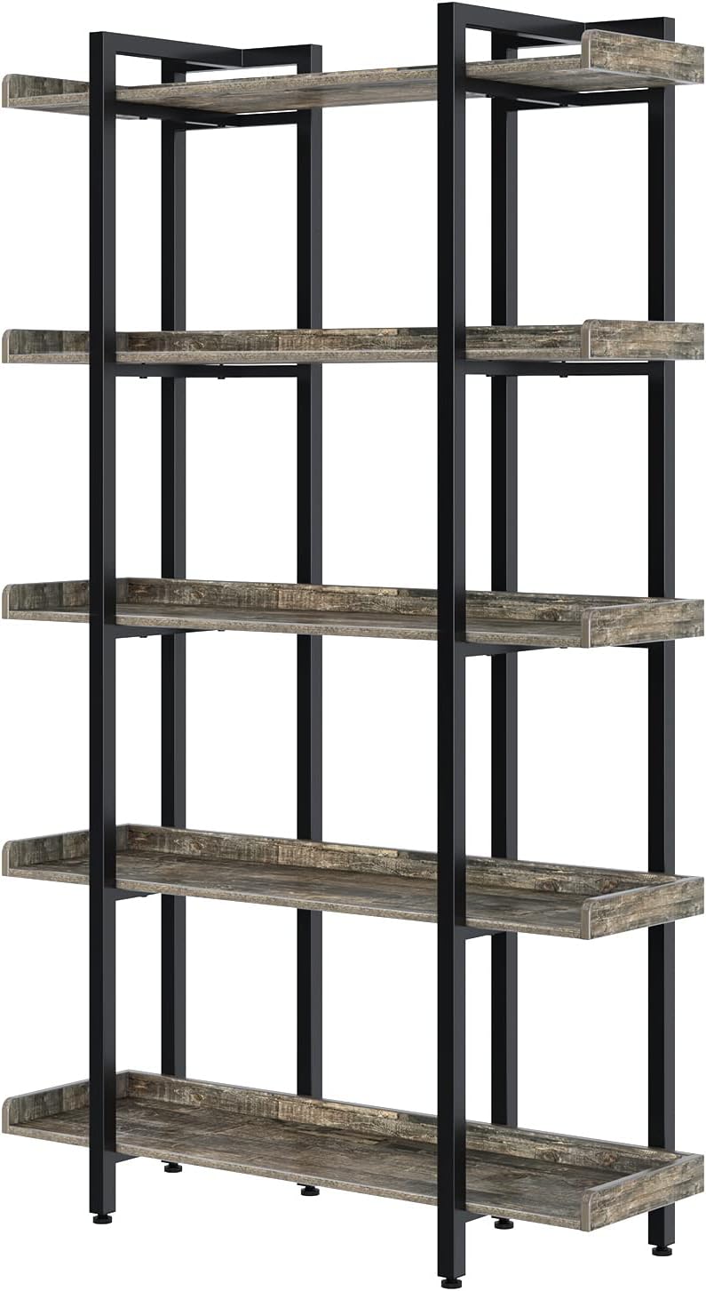 Rolanstar Bookshelf 5-Tier, Open Etagere Bookcase, 71.8’’H x 41.3”L Freestanding Bookshelves for Storage and Display, Grey Book Shelves for Living Room Bedroom Home Office : Home & Kitchen