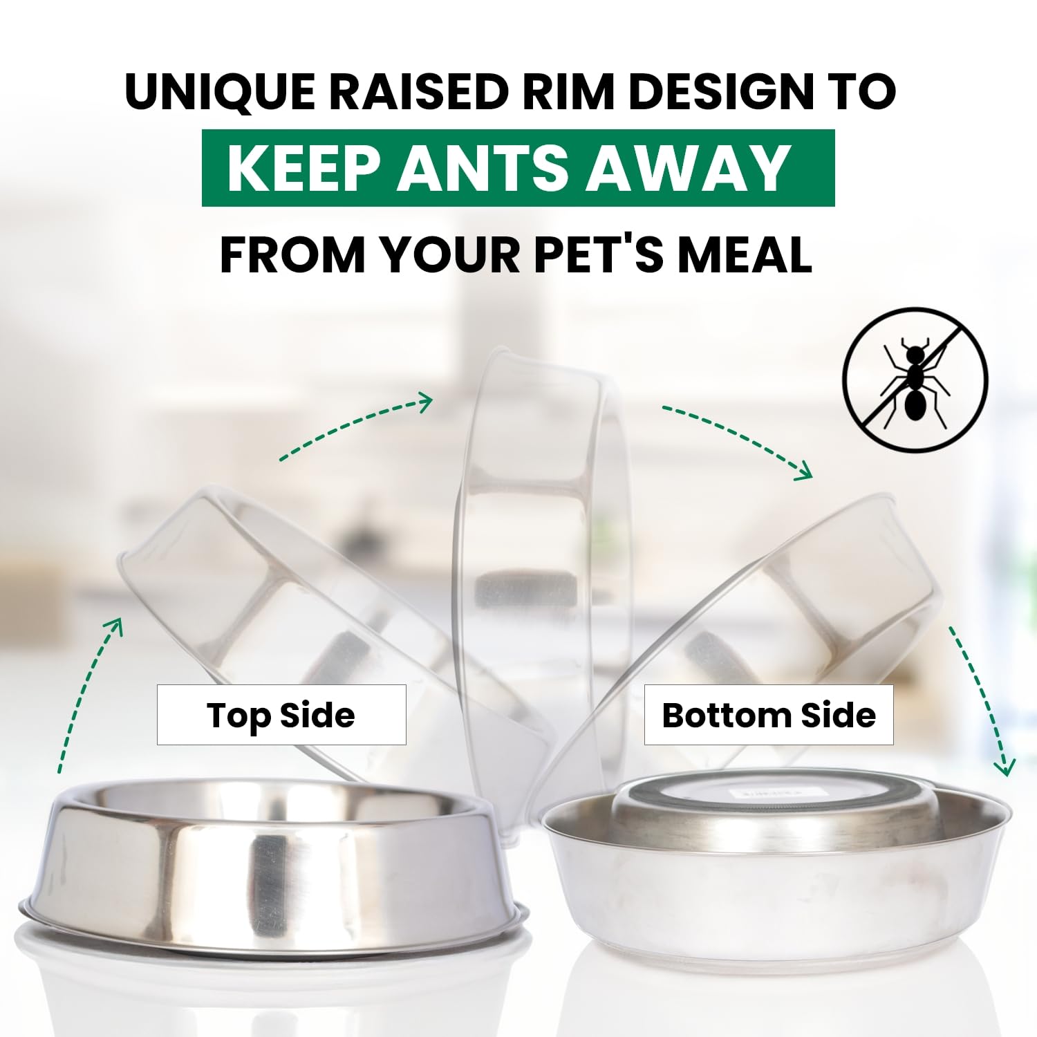 Iconic Pet Comedero para Perros/Gatos de Acero Inoxidable Antideslizante Silencioso Resistente a Hormigas con Diseño Único y Base de Goma