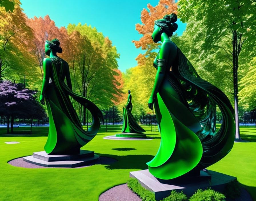 Toile Green Statues de Montreal decoration salon art mural zen 58x90cm