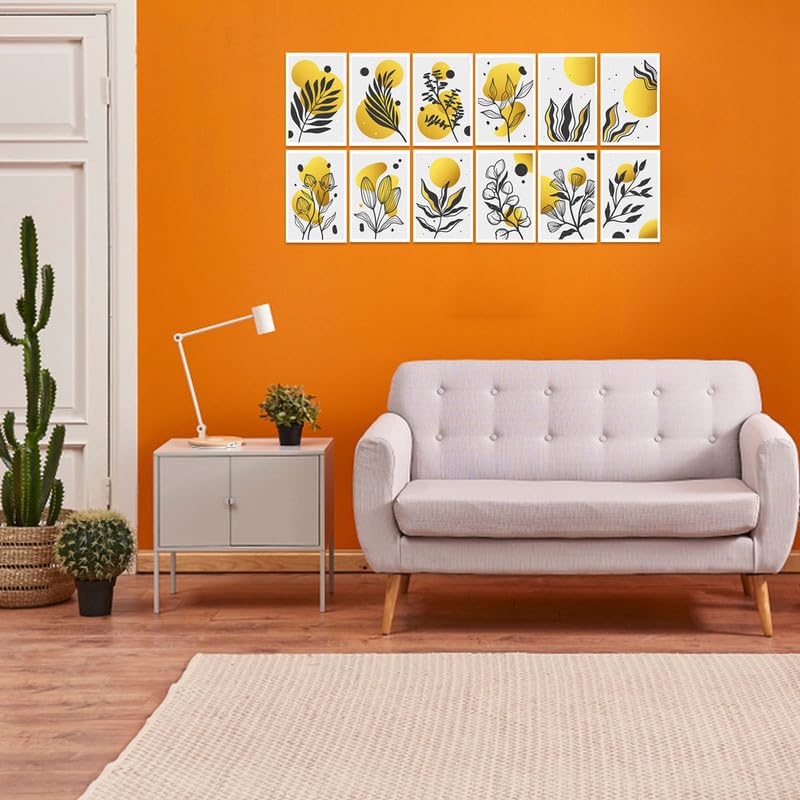 Deeprise15 Gold Botanical Posters for living room, bedroom, and office Decoration Poster set of 12 Size A4 (29 x 21 cm)