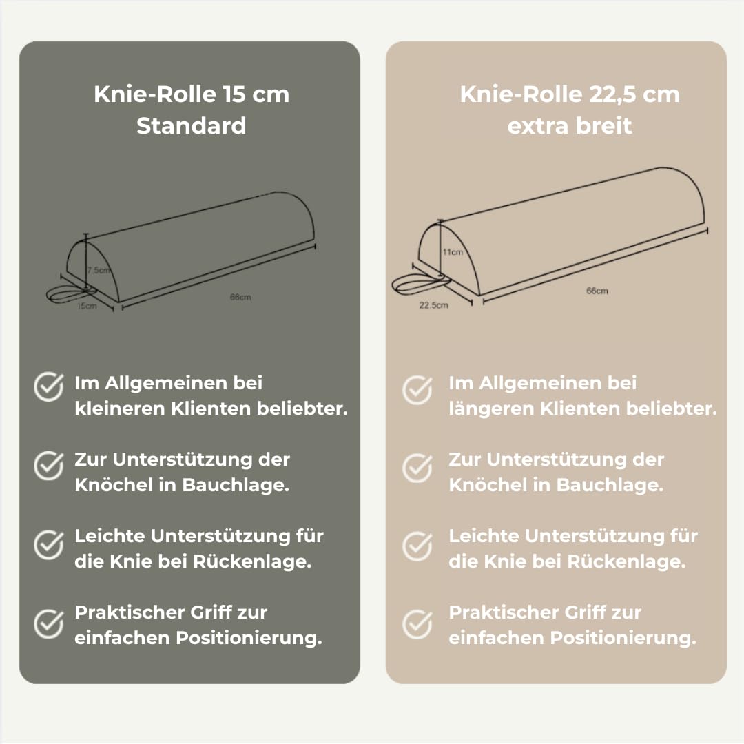 Knierolle mit Bezug für Massageliege – Rolkissen für Massage & Wellness – Schwarz, Rund