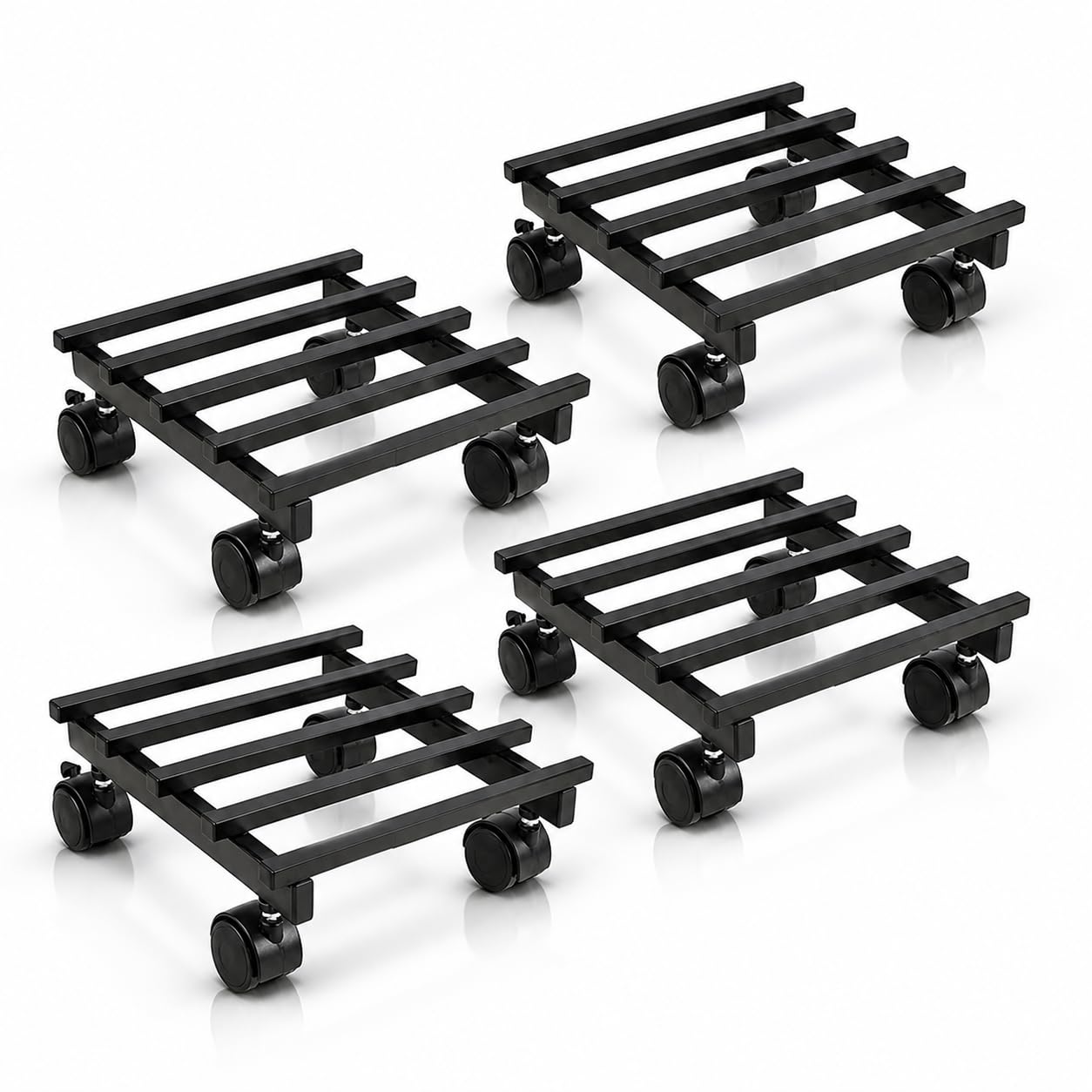 Heavy Duty Metal Plant Caddy with Wheels (Pack of 4) Square Rustproof Rolling Plant Stand, 360° Swivel Lockable Casters, Indoor/Outdoor Planter Dolly for Large Flower Pots, 80kg Capacity (Plant Stand with Wheels)-image-37