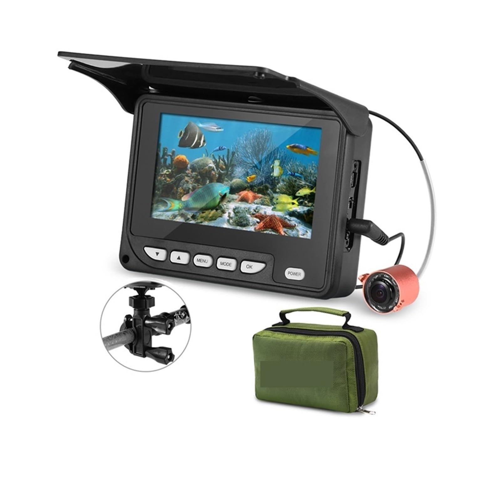 Sondeur de Poisson, Caméra de pêche sous-Marine Portable 4,3 Pouces, détecteur Poissons, étanche, Vision Nocturne, Bateau sur Glace, câble 20 m avec Sac Transport
