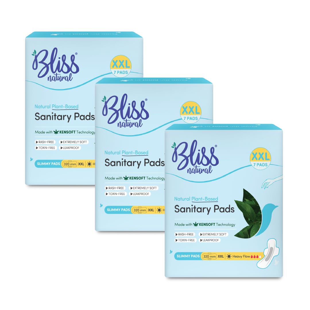 BLISSNATURAL Ultra Thin XXL Sanitary Pads For Women (Pack of 21) Pads For Heavy Flow | 100% Rash Free and Natural Plant Based Sanitary Napkins Combo Pack of 3 (B0BGH9DV34) Amazon Price History, Amazon Price Tracker
