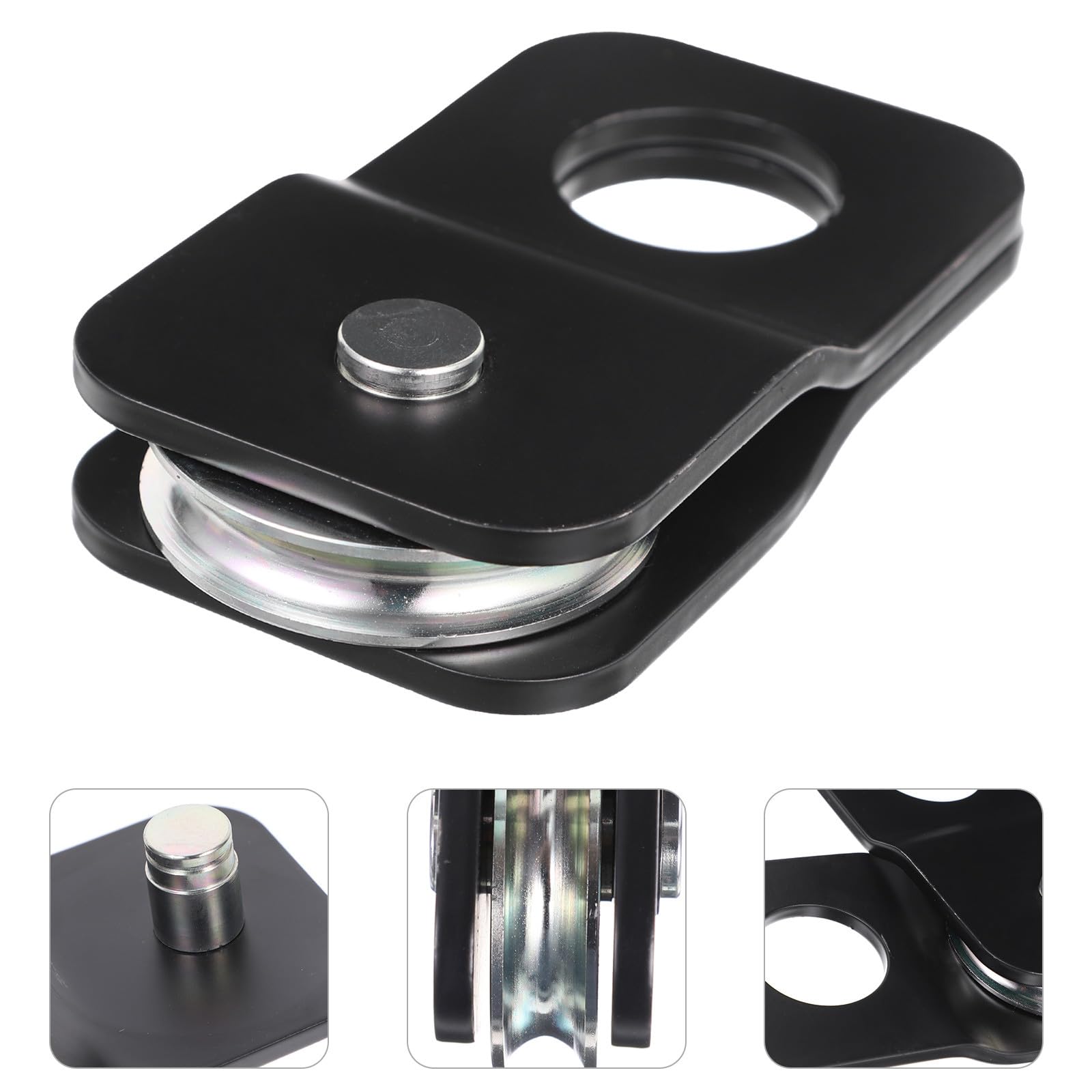 Carrucola Design Semplice e Sicuro per Verricello di Traino in Acciaio Nero Resistente Fino a 4 Tonnellate per Recupero Fuoristrada e Atv
