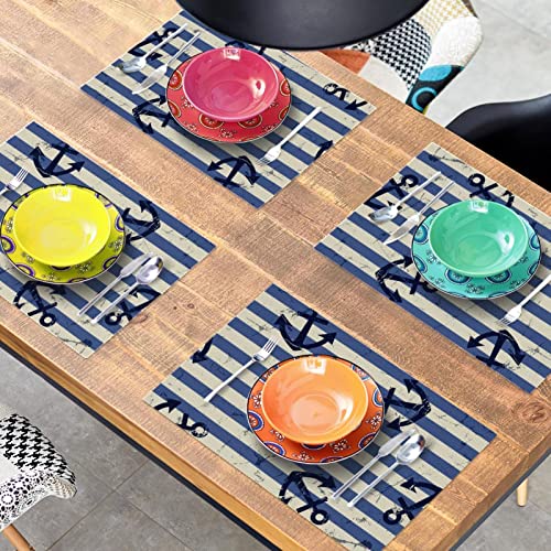 Set de table antidérapant protège table contre chaleur lot de 6 rayures océan - 8