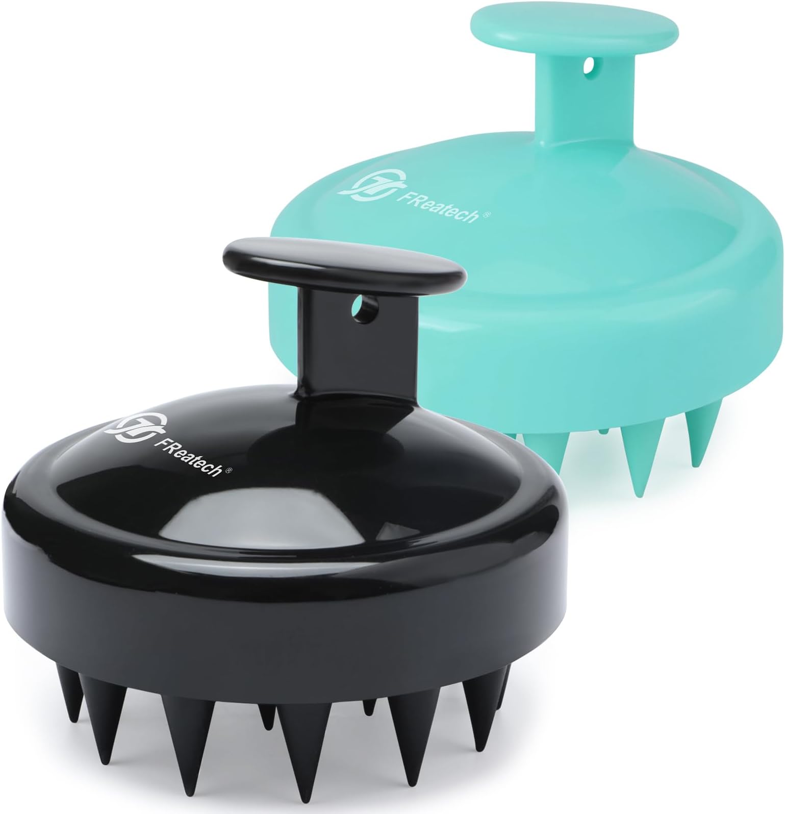 FREATECH Hair Scalp Massager Shampoo Brush 2-Pack for Scalp Scrub and Hair Growth, Shower Hair Scrubber Scalp Exfoliator Dandruff Comb with Flexible Silicone Bristles for Long Thick Curly Hair