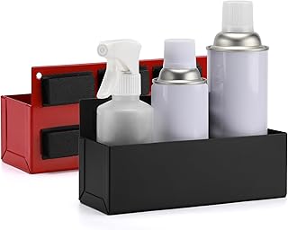 AIRTOON 2PCS Magnetic Aerosol Spray Can Holder, Magnetic Bottle Holder for Garage, Workspace and Home, Red and Black