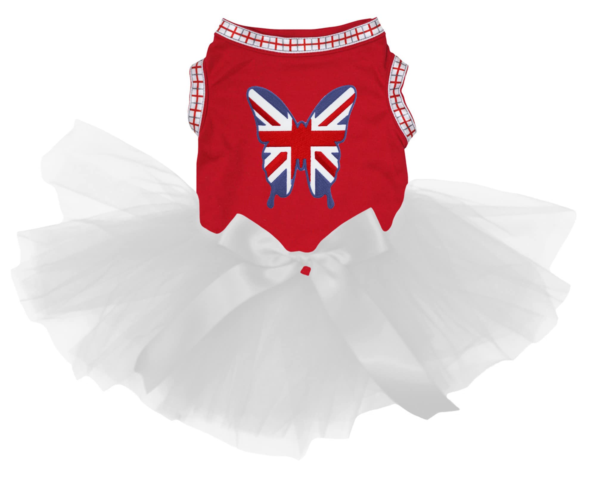 Robe pour chien vêtement chien rouge et blanc Britain Butterfly taille L