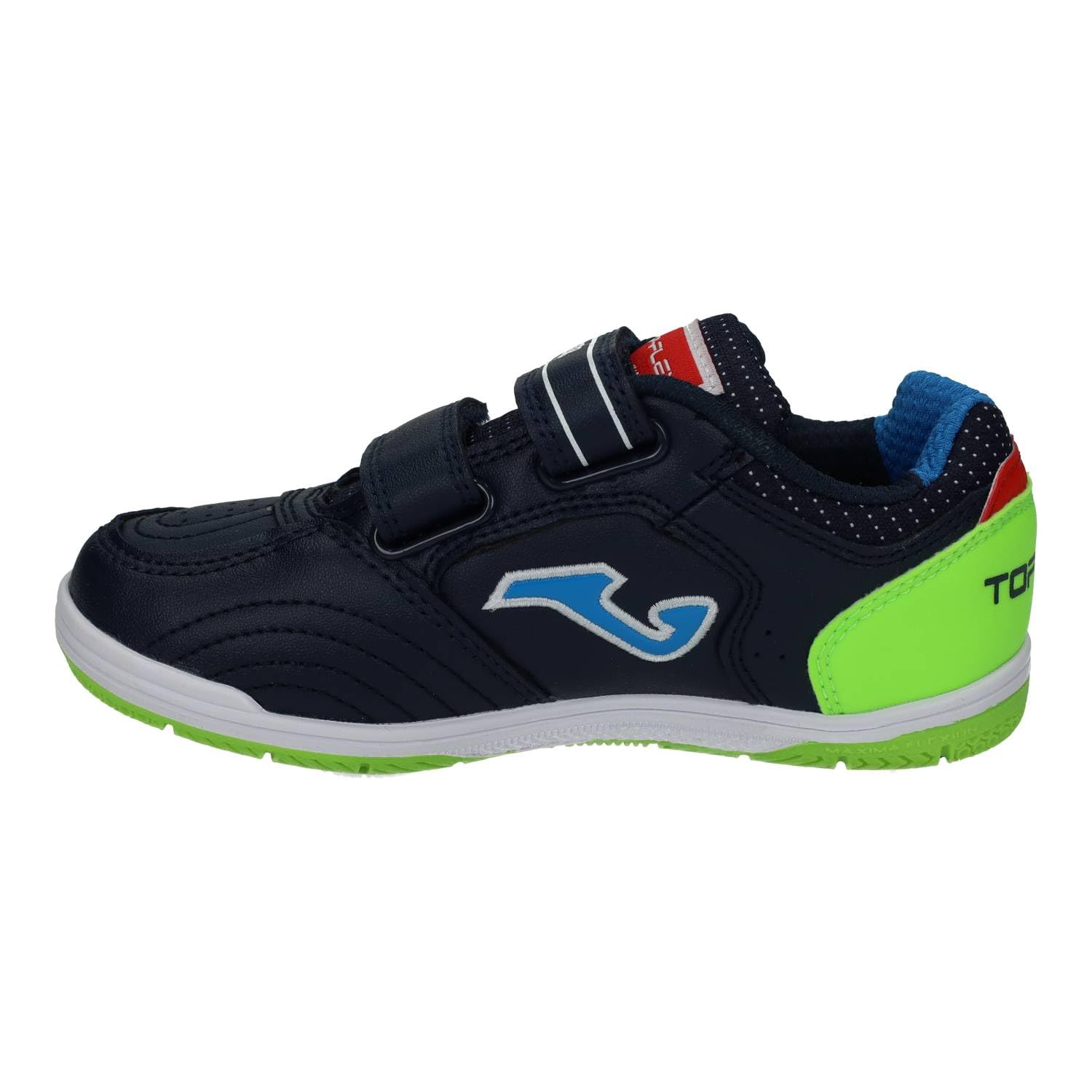 Joma TPJS2533INV Zapatillas niño para fútbol Sala, Cierre Adhesivo diseño Multicolor Azul y Verde, Suela Antideslizante. NIÑO Deportivos