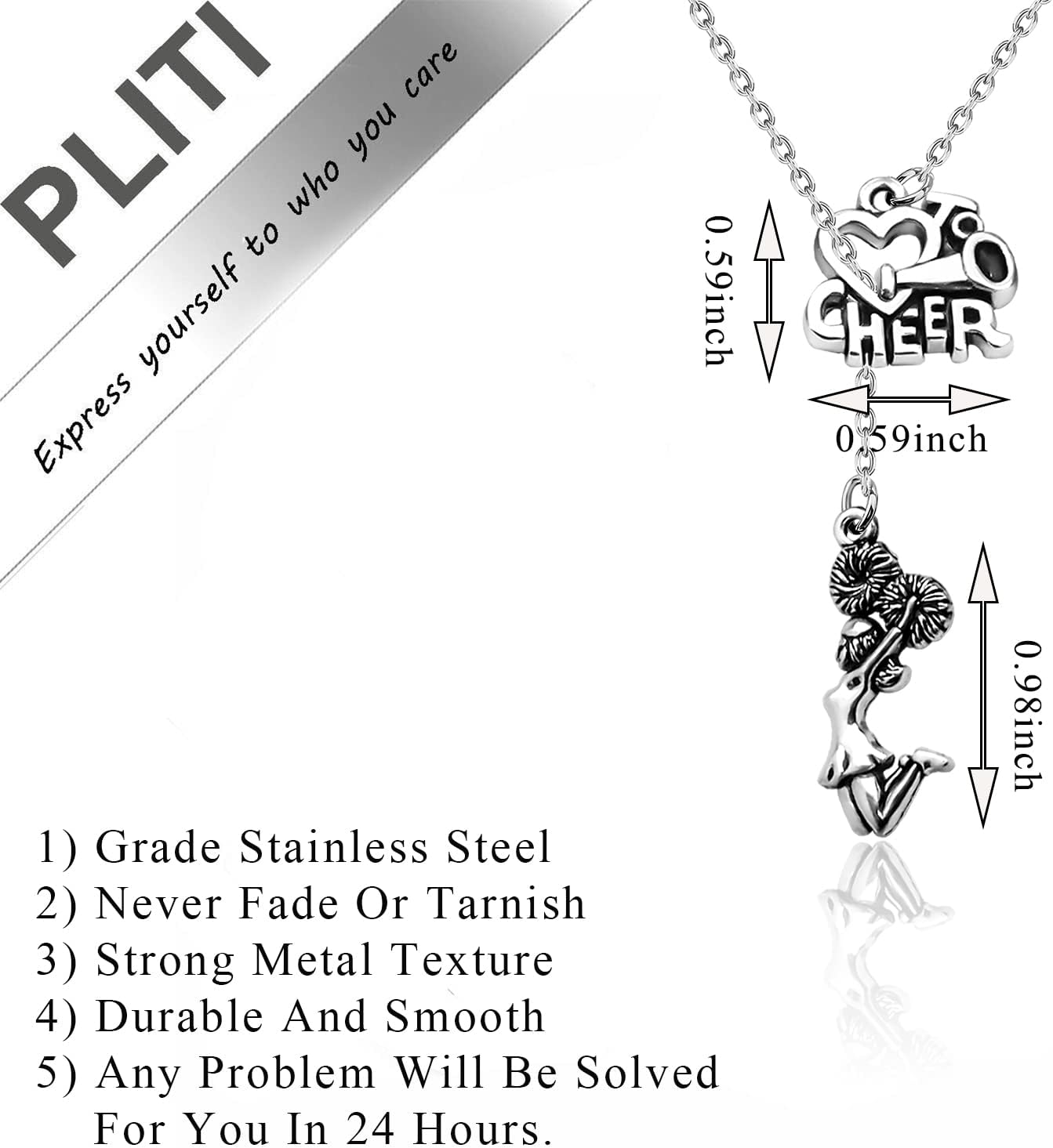 PLITI Cheerleader Pendant Necklace for Women - Cheer Team Coach Appreciation Gift With Megaphone Charm - Image 2