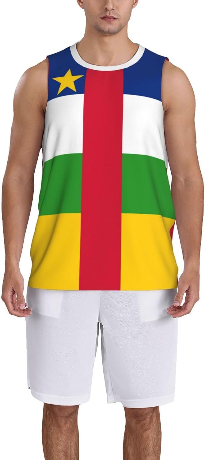 Central African Republic Flag Basketball Jersey Sports 3D Vest Shirt for Men Running Fitness Training Team Jerseys