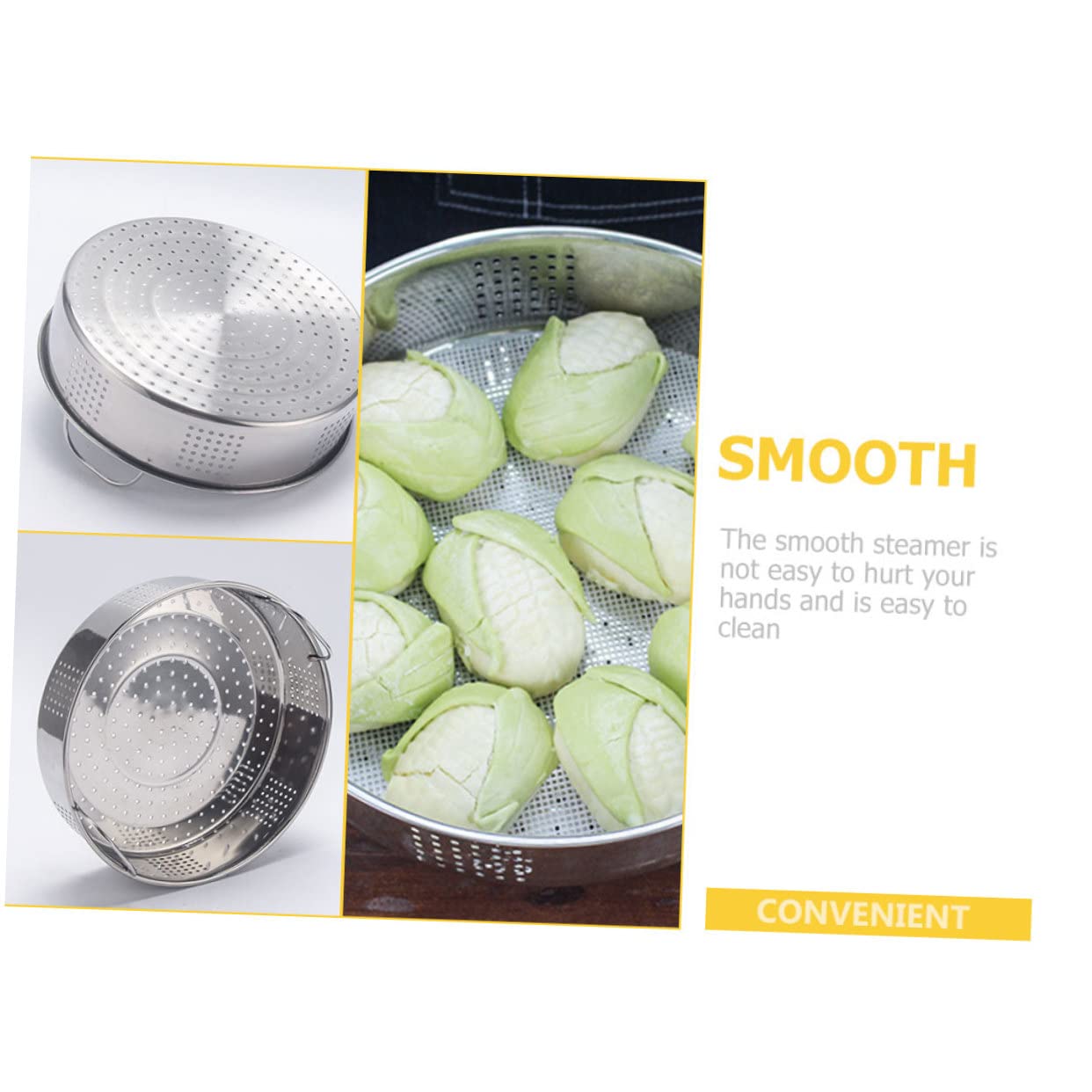 Cestello per Cottura al Vapore in Acciaio Inox 2 Pezzi, Resistente e Spesso, per Cucina Casalinga e Ristorante, per Cottura di Verdure e Alimenti a Vapore