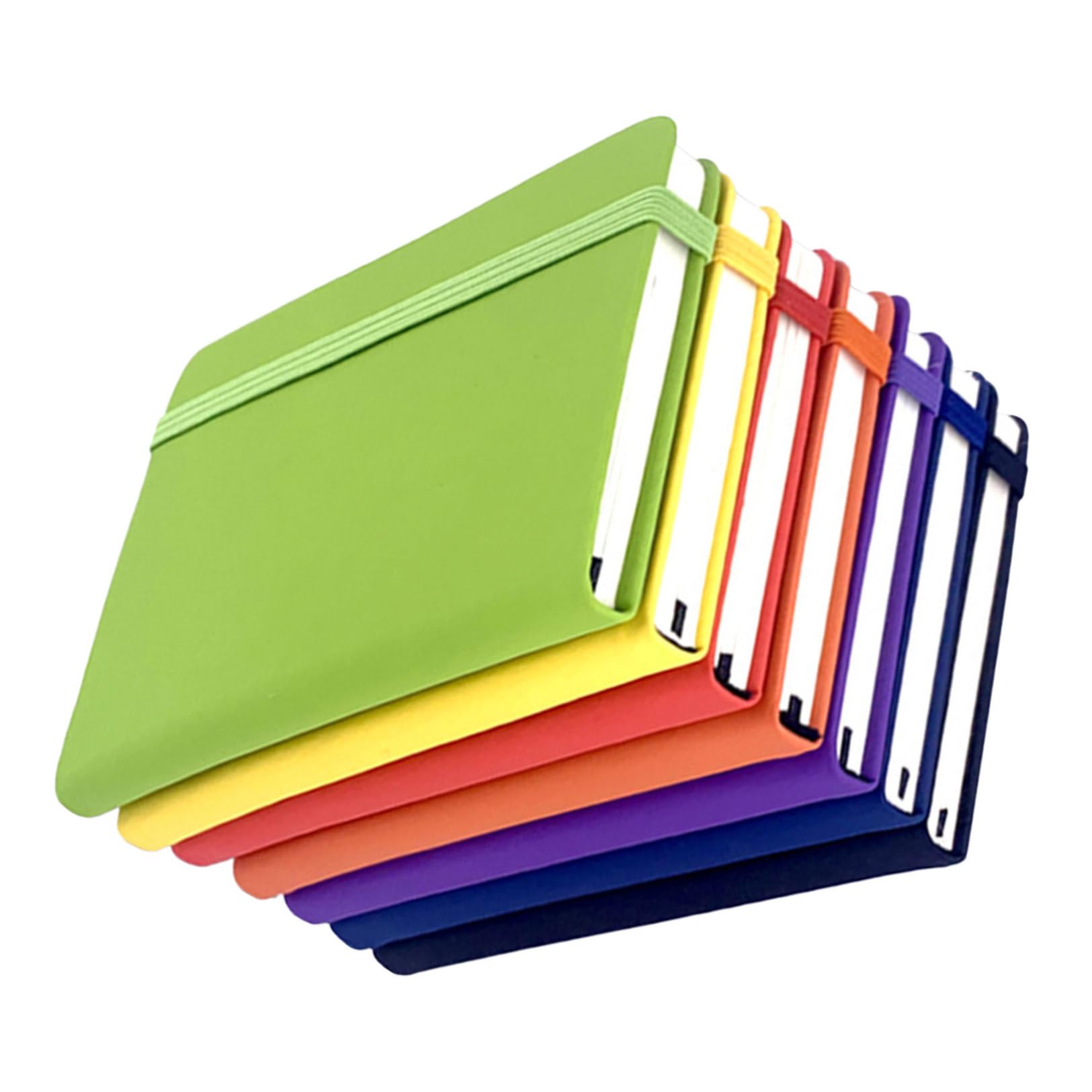 Set 7 Pezzi Quaderni A6 Portatili con Copertina in Pu e Cinturino Elastico, Carta a Righe Antitrabocco per Scuola e Riunioni, Quaderni Piccoli per Appunti