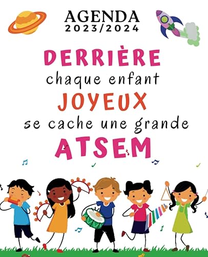 Agenda ATSEM 2023 2024: Cadeau personnalisé ATSEM, maitresse , AVS et nounou – Planificateur hebdomadaire une semaine sur 2 pages