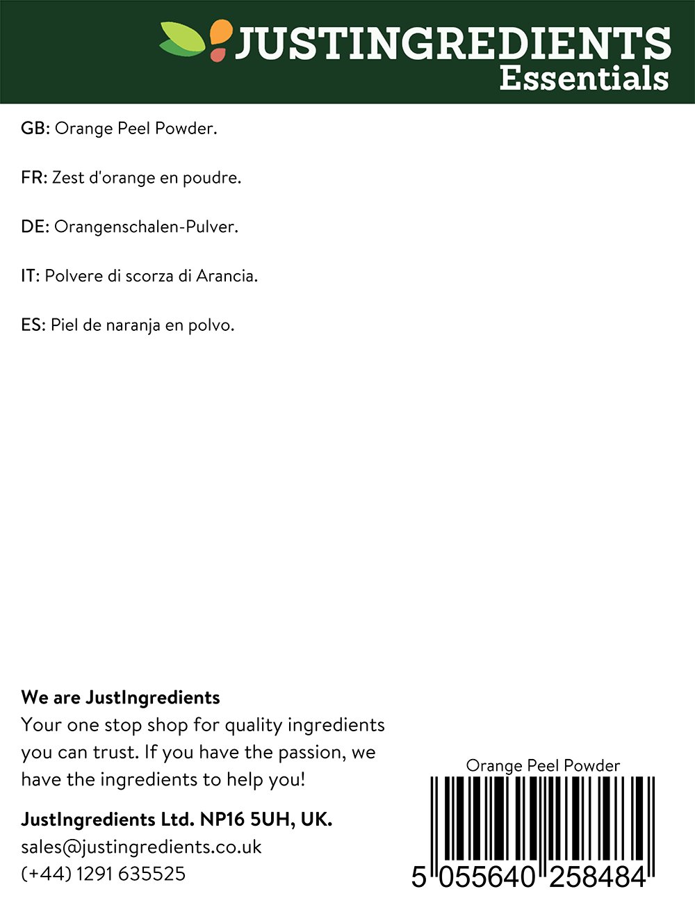 JustIngredients Orange Peel Powder 1 Kg