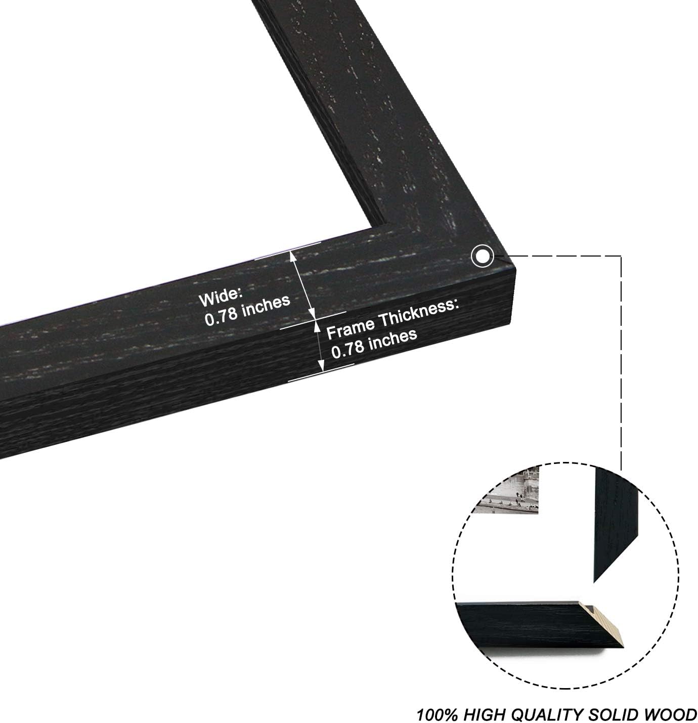 Luxdart 12x16 frames with Mat to Display 11x14 Picture or 8.5x11 photo 12 x 16 Black Solid Wood Picture Frame Wall Art for Living Room Wall Mount and tabletop Decor(2 Mats) -