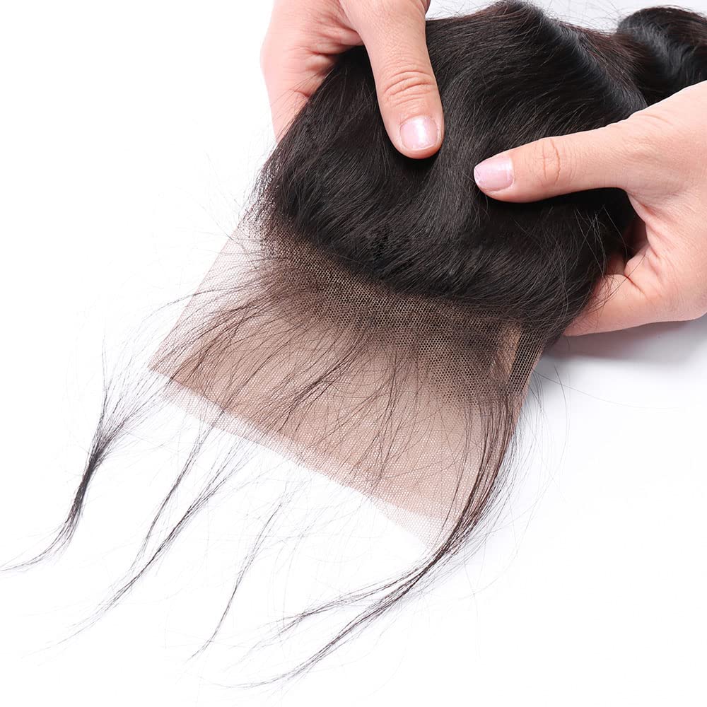 13X4 Transparent Lace Frontal Closure Human Hair Body Wave Lace Front Closure Ear To Ear Free Part Swiss Lace Frontal 100% Unprocessed Brazilian Virgin Human Hair Natural Color 20 Inch - Image 2