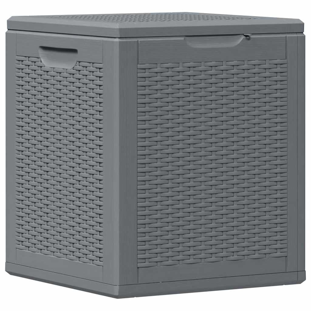 Vidaxl Grey Garden Storage Box Outdoor Deck Patio Furniture Organiser Storage Seat Utility Chest Cushion Shed Box Tool Pp Rattan 90 L