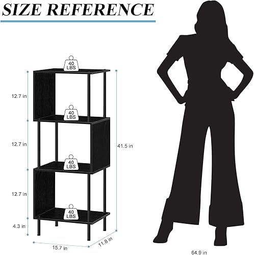 Miniatura 3 de ETELI Estantería pequeña única en forma de S con 4 estantes, estantes industriales de almacenamiento para sala de estar, dormitorio y oficina en
