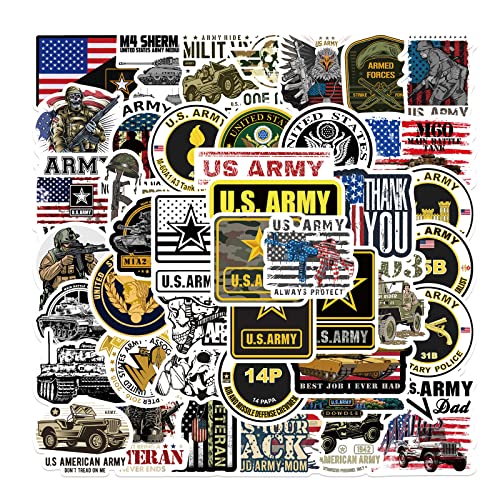 50 U.S. Army Stickers - United States Army Pride Stickers for Water Bottles, Laptops, Suitcases,...