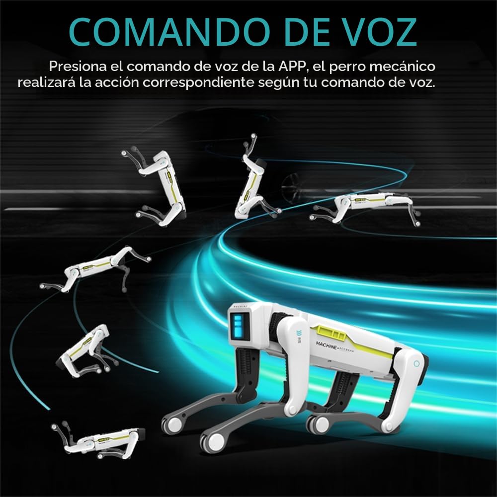 Robot perro juguete teledirigido para niños de 3 a 12 años, perro robot inteligente admite control de aplicación, puede programar, bailar, música e interactuar