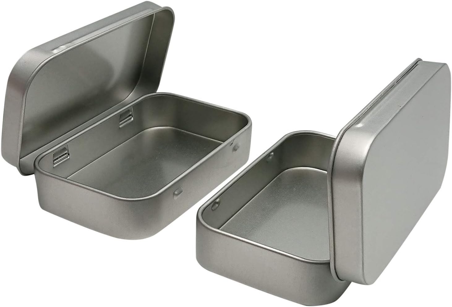 Hulless 12 Pcs Small Hinged Tin Box Metal Tins Storage Containers, Silver