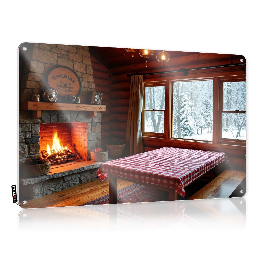 Funny Signs For Home Decor A Cozy Cabin Interior With A Warm Fireplace And Snowy Outdoor View. Tin Sign Personalized Bar Signs In Home Bar Signs(20X30CM)