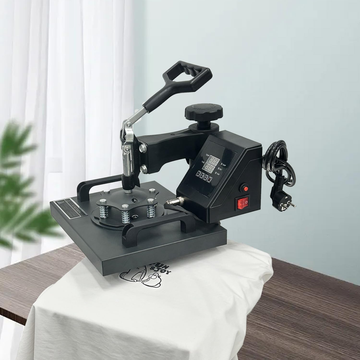 Hitzepresse Transferpresse Schwarz 25x30cm, Heißpresse Maschine Textilpresse Multifunktionale Sublimation T-Shirtpresse 360-Grad-Drehbar, Keine Montage erforderlich