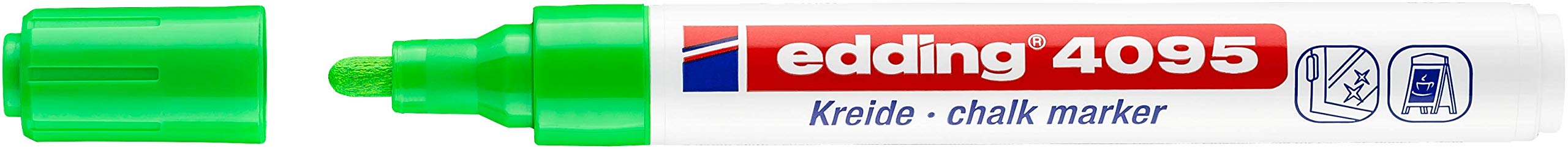 edding Kreidemarker 4095 - hellgrün - 1 Kreide-Tintenmarker - Rundspitze 2-3 mm - trocken abwischbarer Stift für Kreidetafeln - für Fenster, Glas, Spiegel - Flüssigkreide-Marker für deckende Abdeckung