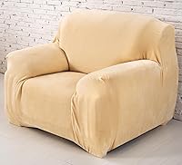 Vista 22 de vctops Funda elástica para sofá de 4 plazas de terciopelo de felpa, 1 pieza, con parte inferior elástica, protector de muebles suave y esponjoso