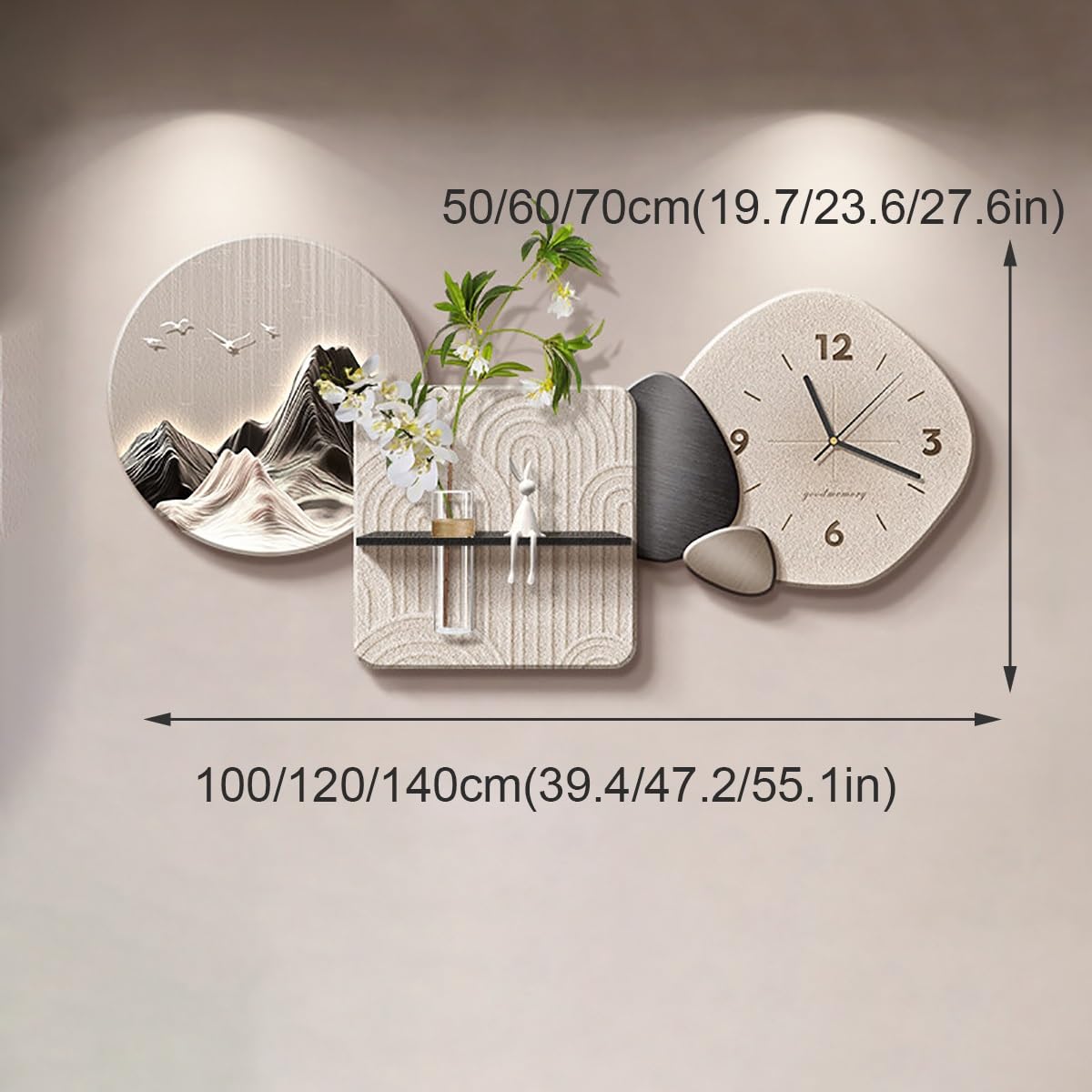 Reloj de pared 3D con jarrón de cristal, reloj decorativo de arte LED, decoración creativa de porcelana para sala de estar, pasillo, dormitorio