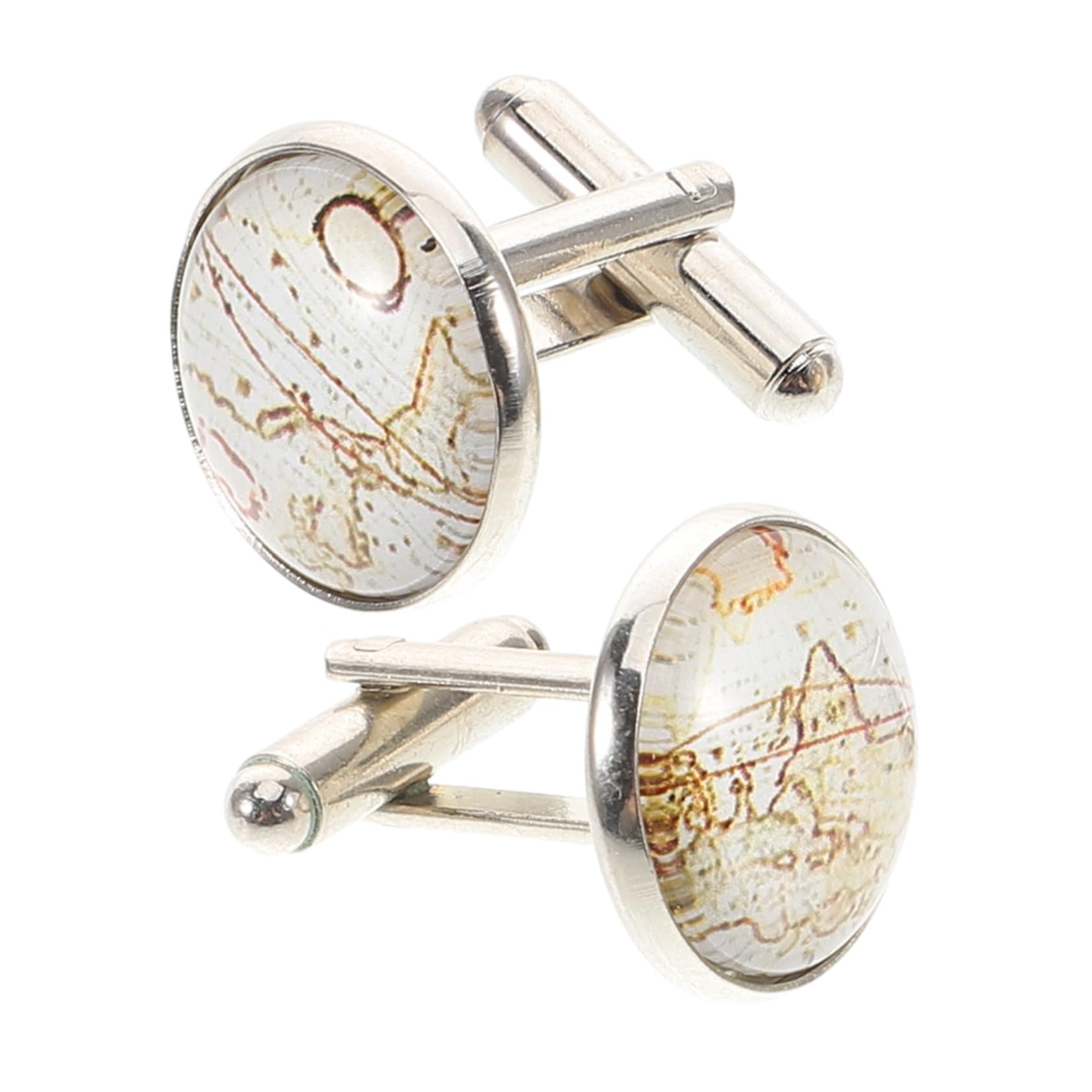 LIFKOME 1 Par De Gemelos Con Mapa Del Mundo Para Hombre Tachuelas De Esmoquin De Estilo Vintage Para Eventos Formales Y Reuniones De Negocios Gemelos Redondos Gemelos Únicos