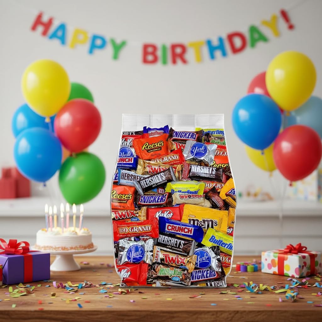 Assorted Chocolate Candy Variety Pack Bulk 2lb - Bulk Chocolate Individually Wrapped Candy Assortment - Bulk Candy for Party Favors, Gift Bags & Office Snacks - 2 Pounds