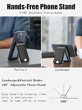 WIWU for MagSafe Wallet 5 Card Holder with Adjustable Stand RFID Blocking Strong Magnetic Ultra Slim Travel Leather Wallet for iPhone 17/16/15/14/13/12 Series Android