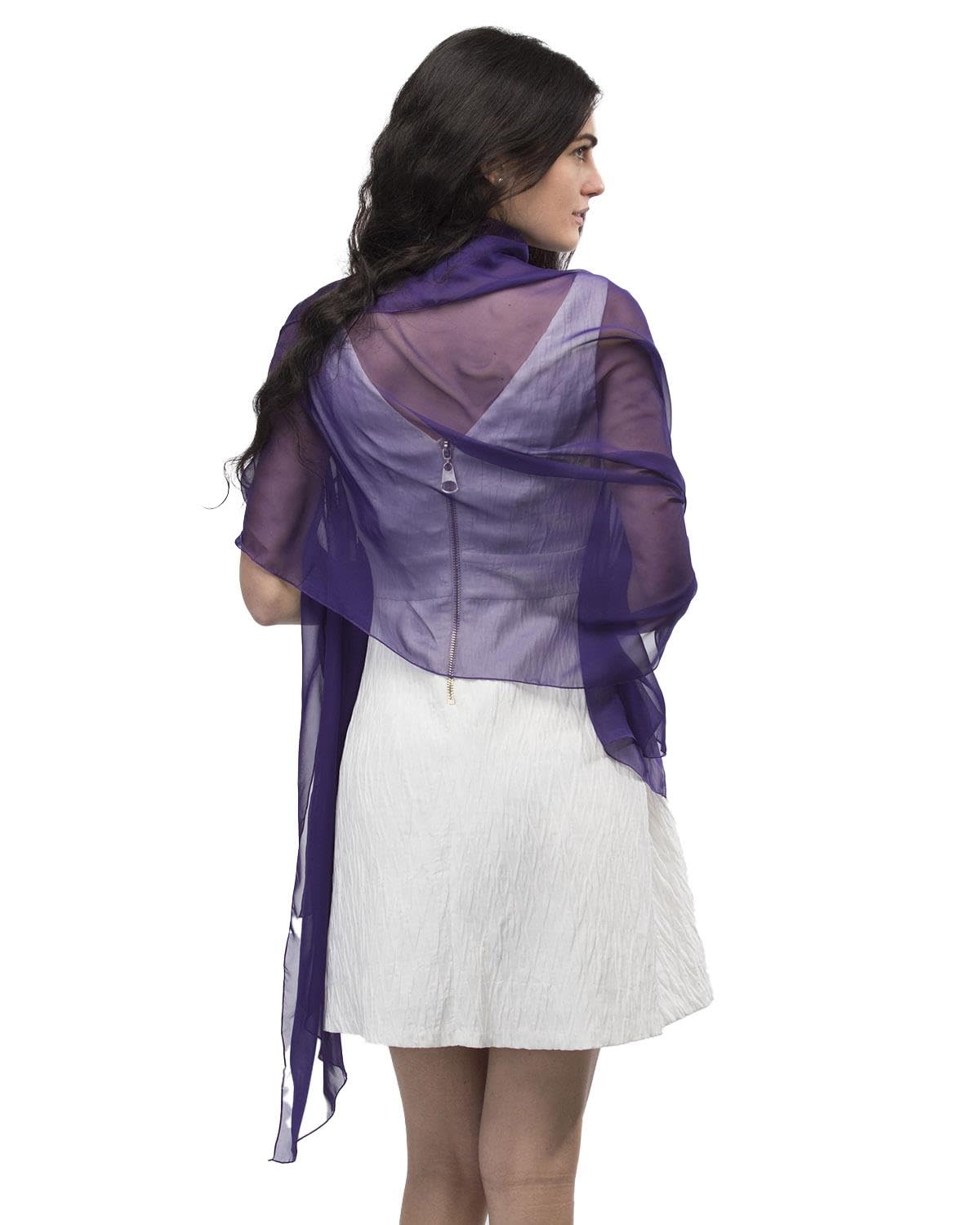 Basic Sense Large Plain Chiffon Shawl Scarf - Vibrant Sheer Accessory for Weddings and Evening Party, Purple