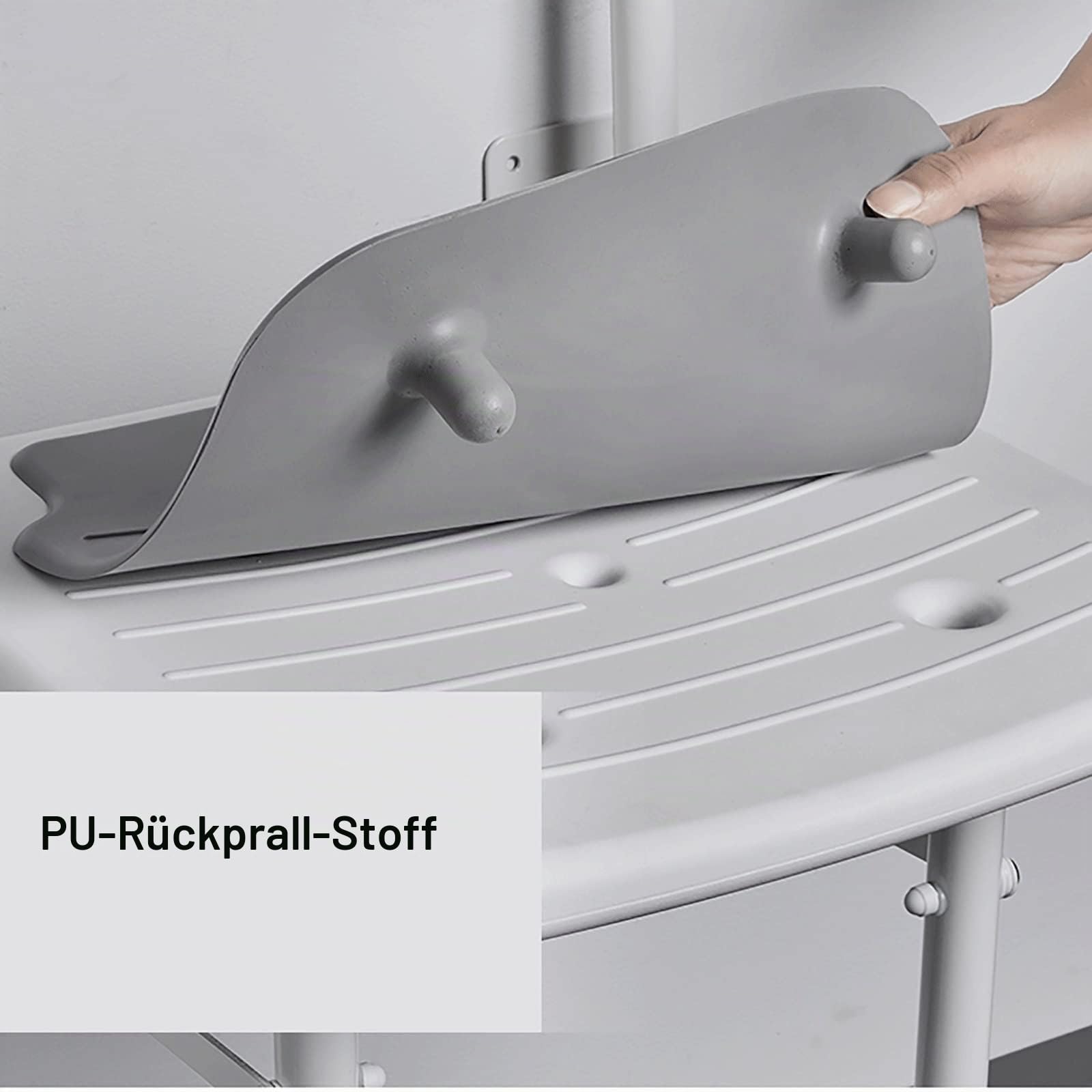 Daten Klappbarer Duschsitz Mit Armlehnen, Wandmontierter Duschbankhocker, Höhenverstellbarer Klappstuhl Mit Stützbein Und Rückenlehne, Belastung 190 Kg (Color : Grey)
