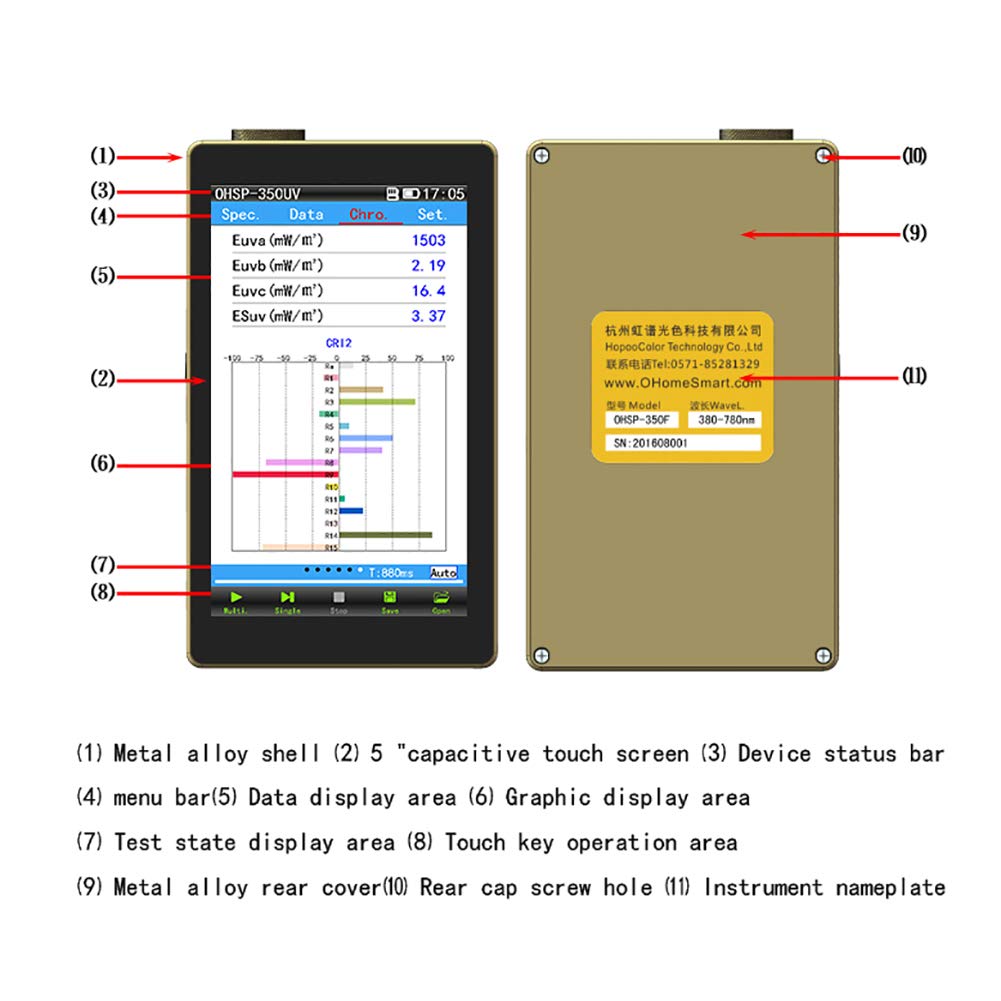 OHSP350UV 230-850nm Spectrometer UV Belichtungsmesser Lichttester