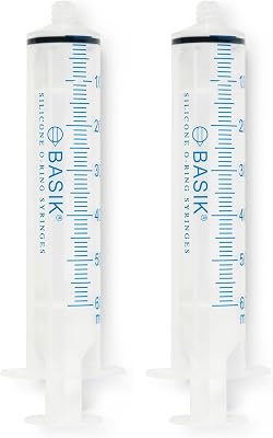BASIK 60cc Compatible With ENFIT Connections Silicone O Ring Reusable Syringe, 2 Pack