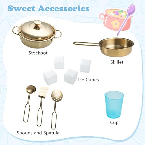 Miniatura 8 de Costzon Kids Kitchen Playset, Wooden Pretend Cooking Toy Set wReal Sound, Large Blackboard, Telephone, Microwave, Ice Maker, Dishwasher, Oven,