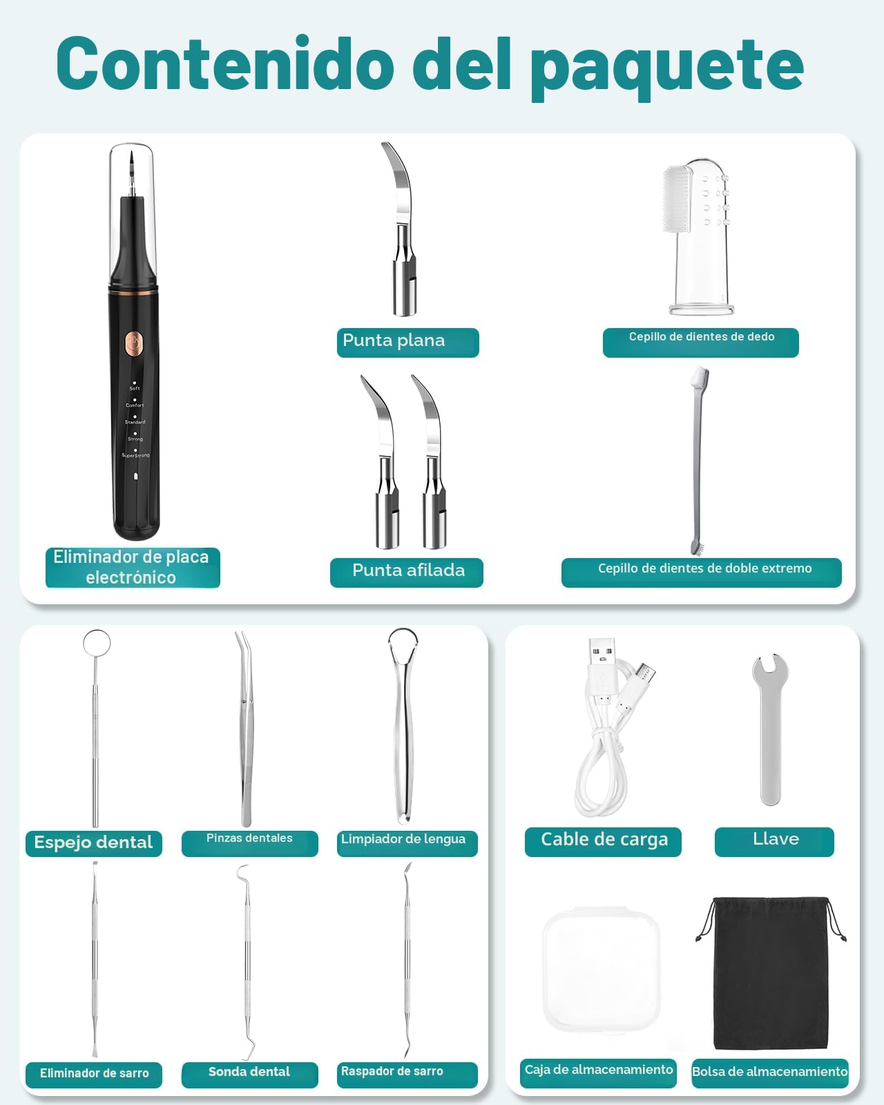 Kit de limpieza dental ultrasónico Petbank para perros y gatos, eliminador de sarro dental ultrasónico para perros y gatos, 5 modos de limpieza y 4 cabezales de limpieza para mascotas