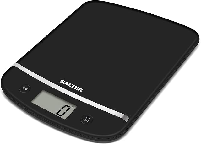 Salter 1056 BKDR Aquatronic Digital Kitchen Scales, Large, Easy to Read LCD Display, Add , Weigh Function, Measures Liquids and Fluids, Slimline Design for Compact Storage, 5 Kg Capacity, Black