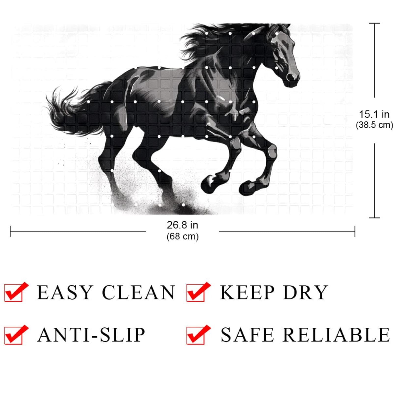Tapis de bain de qualité supérieure - Antidérapant, facile à nettoyer et sans danger pour toute la famille - Imprimé chevaux