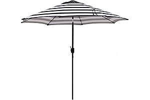 Blissun Essential Black and White Umbrella Provides Shade for Outdoor Enjoyment