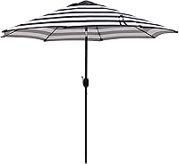Blissun 9ft Patio Umbrella with 8 Sturdy Ribs, Push Button Tilt & Crank - UV Protective Outdoor Market Umbrella