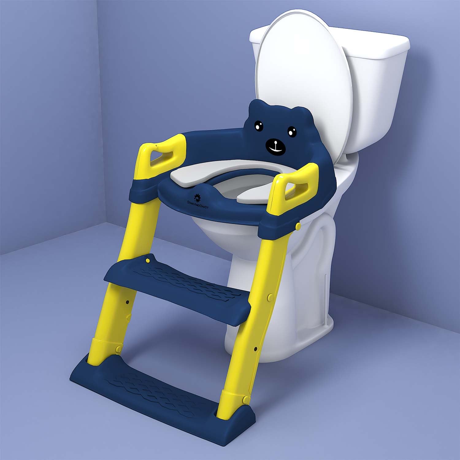 StarAndDaisy Potty Seat for Kids 1-3 Years | Toilet Seat for Kids with Height Adjustable & Removable Soft Cushion, Fits All Western Toilets seat (Dark Blue-Yellow) (B09F6RGQTZ) Amazon Price History, Amazon Price Tracker