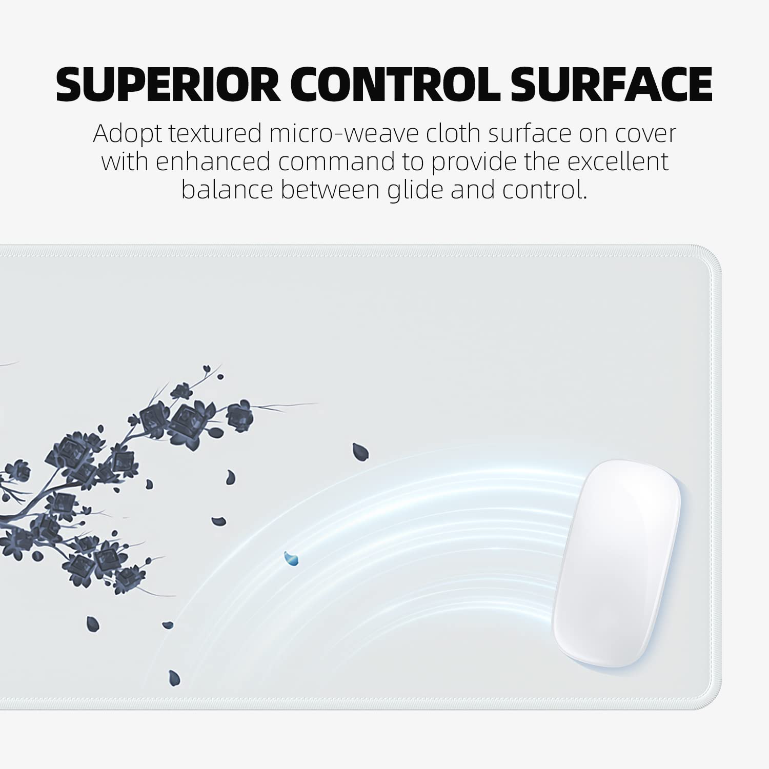 EFISH Japanisches Pflaumenblüten-Mauspad (31,5 × 11,8 × 0,3 cm), erweitertes großes Mauspad, Schreibtischunterlage, genähte Kanten, rutschfeste Gummiunterseite, Gaming-Mauspad XL - 4